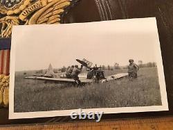 Original Wwii Gi Photo Examining Crashed German Fighter Aircraft 2/45