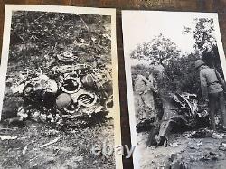 Original Wwii Gi Photo Trio German Fighter Aircraft Crash Site In Field 2/45