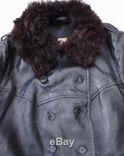 Original Wwii Kriegsmarine German Navy Uboat Leather Jacket Coat With Fur Collar