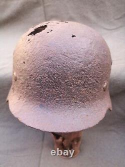 Original relic WW2 German helmet with remains of liner Ardennes find