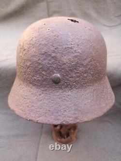Original relic WW2 German helmet with remains of liner Ardennes find