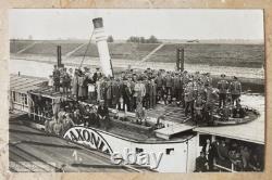 PRE-WW2 GERMAN ARMY MUSICIANS on RIVER ELBE MAGDEBURG 1934 PHOTO POSTCARD RPPC