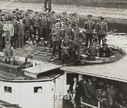 PRE-WW2 GERMAN ARMY MUSICIANS on RIVER ELBE MAGDEBURG 1934 PHOTO POSTCARD RPPC