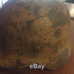Rare German Ww2 Original Tropical Camo Helmet 30 Day Inspection Money Back
