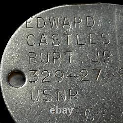 RARE German U-Boat Survivor USS Block Island Edward Burton WWII Navy Dog Tags