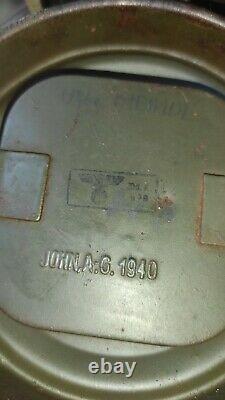 RARE ORIGIN. WWII German Wehrmacht Gas Mask Canister MARKED JOHN A. G. 1940 2