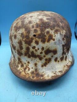 RARE Original WW2 German Army Winter White Washed Solid Relic Helmet
