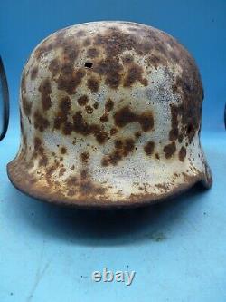 RARE Original WW2 German Army Winter White Washed Solid Relic Helmet