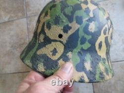 RARE WWII German CAMO Helmet, Camoflauge Painted Finish, GI Bringback Souvenir