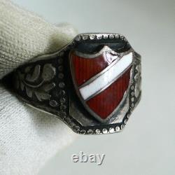 RING GERMAN WW2 WWII Legion Oak Leaves & Acorns ENAMEL Silver Ring