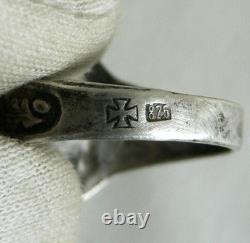 RING GERMAN WW2 WWII Legion Oak Leaves & Acorns ENAMEL Silver Ring
