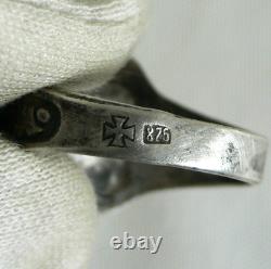 RING GERMAN WW2 WWII Legion Oak Leaves & Acorns ENAMEL Silver Ring