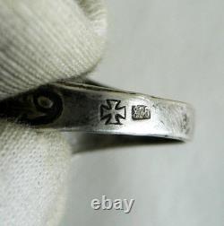 RING GERMAN WW2 WWII Legion Oak Leaves & Acorns ENAMEL Silver Ring