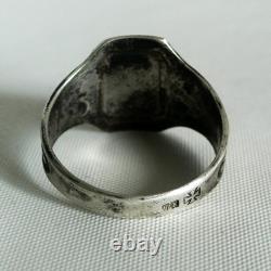 RING GERMAN WW2 WWII Legion Oak Leaves & Acorns ENAMEL Silver Ring