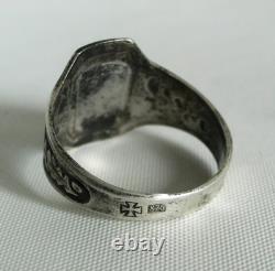 RING GERMAN WW2 WWII Legion Oak Leaves & Acorns ENAMEL Silver Ring