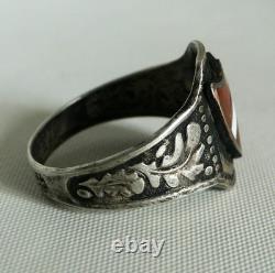 RING GERMAN WW2 WWII Legion Oak Leaves & Acorns ENAMEL Silver Ring