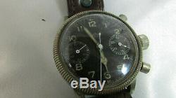 Rare 1940s WW2 Hanhart 17J German Luftwaffe Pilot Chronograph Watch Working