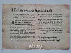 Rare 1944 Wwii German Aerial Leaflet Ww2 Allied U. S. Army Draft Dodger War Drop