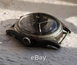 Rare & Original MINERVA WW2 German Wehrmacht DH serial watch guilt dial PATINA