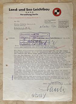 Rare! Ww2 German Armaments / Warship Builder Business Letter Nov. 11, 1939