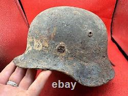Relic WW2 German Army Combat Helmet Original Normandy Combat Relic