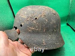 Relic WW2 German Army Combat Helmet Original Normandy Combat Relic