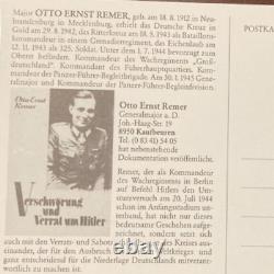 SS Major Otto Remer, Stops Valkyrie Coup-Arrests Col. Stauffenberg WW2-Autograph