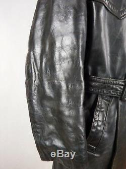 STUNNING German Horsehide Leather Coat Jacket M / L Vintage Heavy Motorcycle WW2