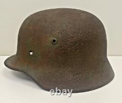 Size 64 Original Ww2 German Helmet M35 Stahlhelm Ns64 Stamped Has A Crack