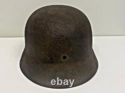 Size 64 Original Ww2 German Helmet M35 Stahlhelm Ns64 Stamped Has A Crack