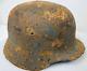 Size 64 Original Ww2 German Helmet M35 Stahlhelm With Liner Has Crack / Hole