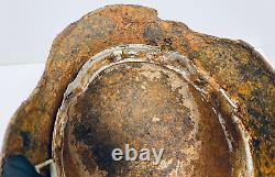 Size 64 Original Ww2 German Helmet M35 Stahlhelm With Liner Has Crack / Hole