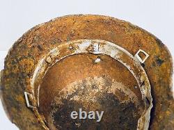 Size 64 Original Ww2 German Helmet M35 Stahlhelm With Liner Has Crack / Hole