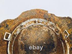 Size 64 Original Ww2 German Helmet M35 Stahlhelm With Liner Has Crack / Hole