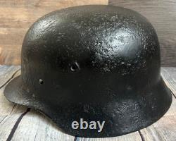 Size 66 German Army M40 Helmet Stahlhelm No Holes, Repainted, Relic Find Ww2