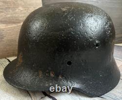 Size 66 German Army M40 Helmet Stahlhelm No Holes, Repainted, Relic Find Ww2