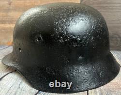 Size 66 German Army M40 Helmet Stahlhelm No Holes, Repainted, Relic Find Ww2