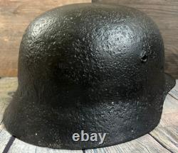 Size 66 German Army M40 Helmet Stahlhelm No Holes, Repainted, Relic Find Ww2