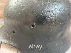 Size 66 German Army M40 Helmet Stahlhelm No Holes, Repainted, Relic Find Ww2