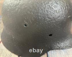 Size 66 German Army M40 Helmet Stahlhelm No Holes, Repainted, Relic Find Ww2