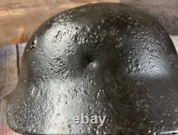 Size 66 German Army M40 Helmet Stahlhelm No Holes, Repainted, Relic Find Ww2