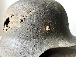 Size 66 Original Ww2 German Helmet M42 Stahlhelm Wehrmacht Army Battleground