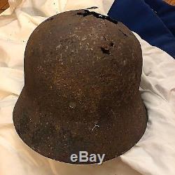 Superb Original Ww2 German Normandy Camo Helmet (possibly Elite) Wwii Relic