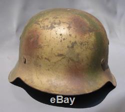 Superb Original Ww2 M35 German Normandy Camo Helmet (possibly Elite) Wwii Relic