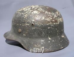 Superb Original Ww2 M35 German Winter Camo Helmet (possibly Elite) Wwii Relic