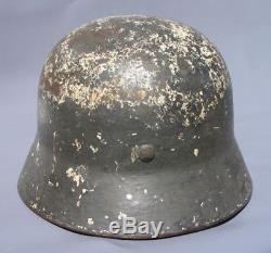 Superb Original Ww2 M35 German Winter Camo Helmet (possibly Elite) Wwii Relic