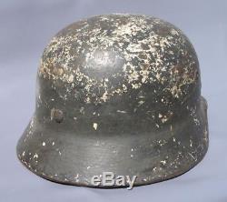 Superb Original Ww2 M35 German Winter Camo Helmet (possibly Elite) Wwii Relic