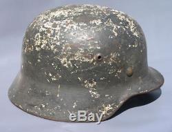 Superb Original Ww2 M35 German Winter Camo Helmet (possibly Elite) Wwii Relic