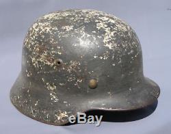 Superb Original Ww2 M35 German Winter Camo Helmet (possibly Elite) Wwii Relic