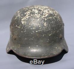 Superb Original Ww2 M35 German Winter Camo Helmet (possibly Elite) Wwii Relic